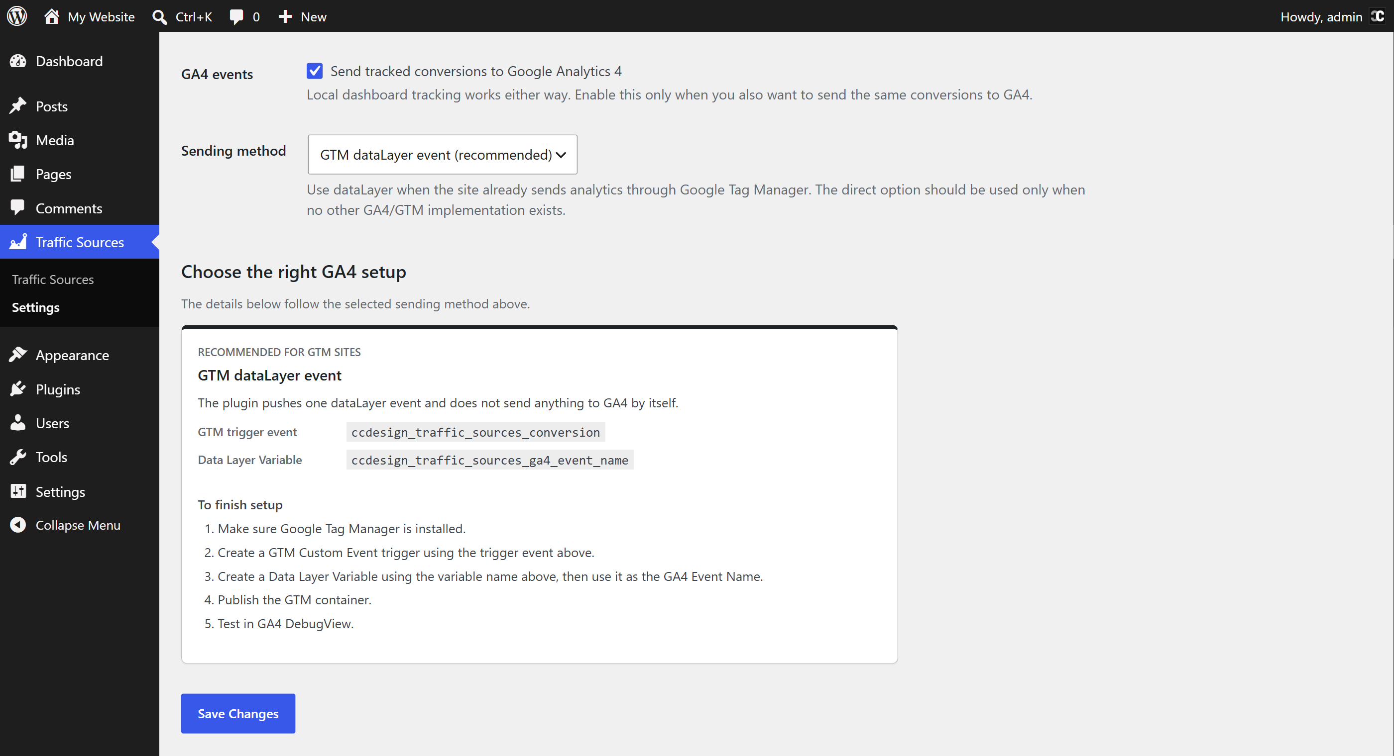 Traffic Sources GA4 και GTM setup options